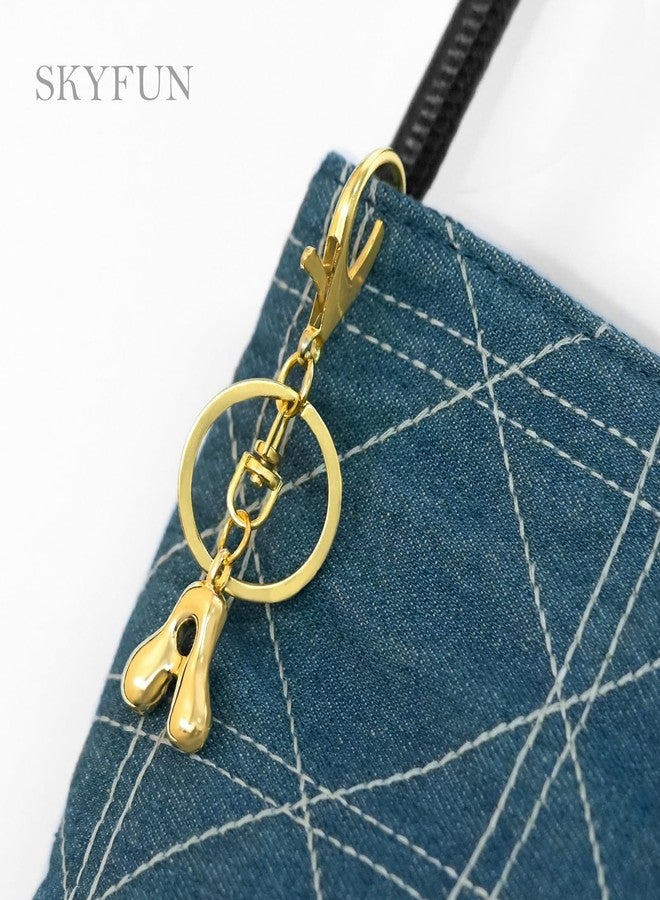 سكاي فن سلسلة مفاتيح ذهبية بحرف من SKYFUN للنساء، سلسلة مفاتيح صغيرة لطيفة بحرف A، إكسسوارات للحقائب والمحافظ وحقائب الظهر، ذهبي - Image 2