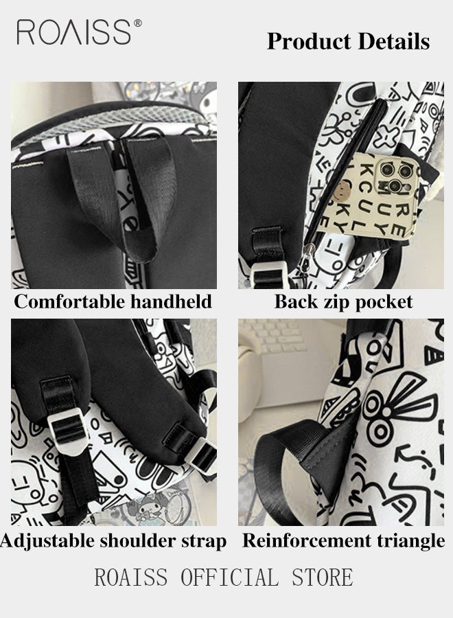 roaiss Unisex School Bag with Adorable Pendant, Large Capacity Backpack with Multiple Pockets, Stylish Practical Bookbag for Students, Suitable for Classroom, Library, Camping and Short Trips - Image 4