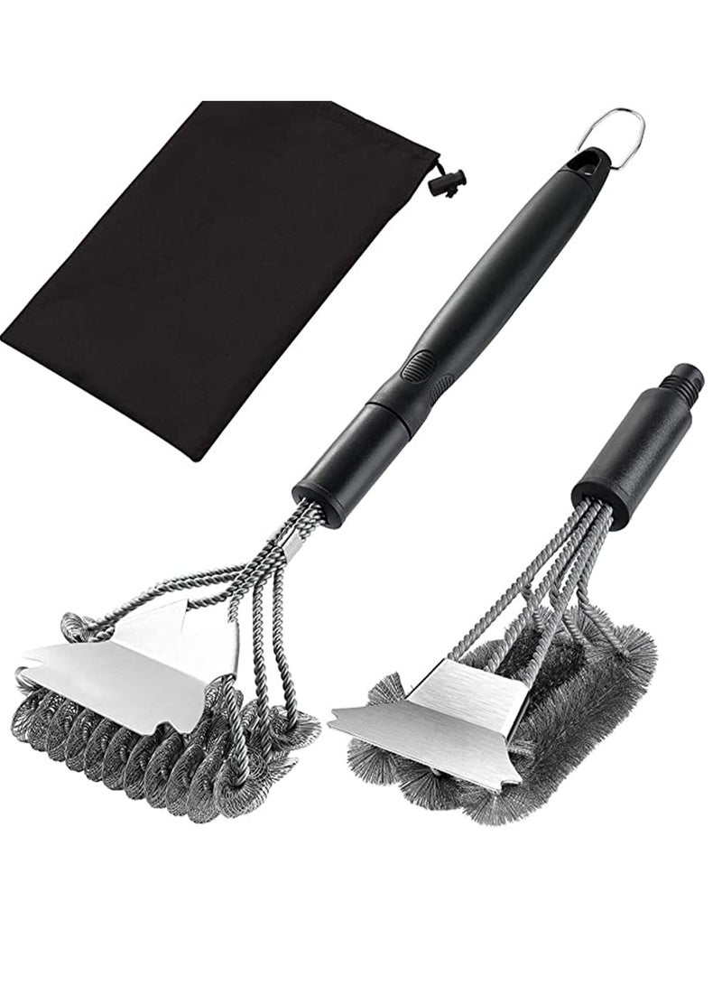 Grill Brush with Scraper 18 Inch Two Kinds of Exchangeable Brush Head at Carrying Bag - Safe Wire Stainless Steel BBQ Brush - Barbecue Cleaning Grill Brush for Gas/Charcoal Grilling Grates  - Image 1