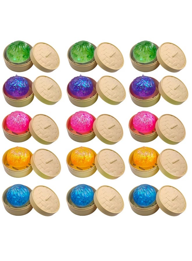 （Five mixed colors）Colorful Glitter Bao Bun Stress Relief Ball, Soft Slow Rising Squeeze Decompression Toy, Cute Simulated Steamed Bun Fidget Toy for Kids & Adults Anxiety Relief - Image 1