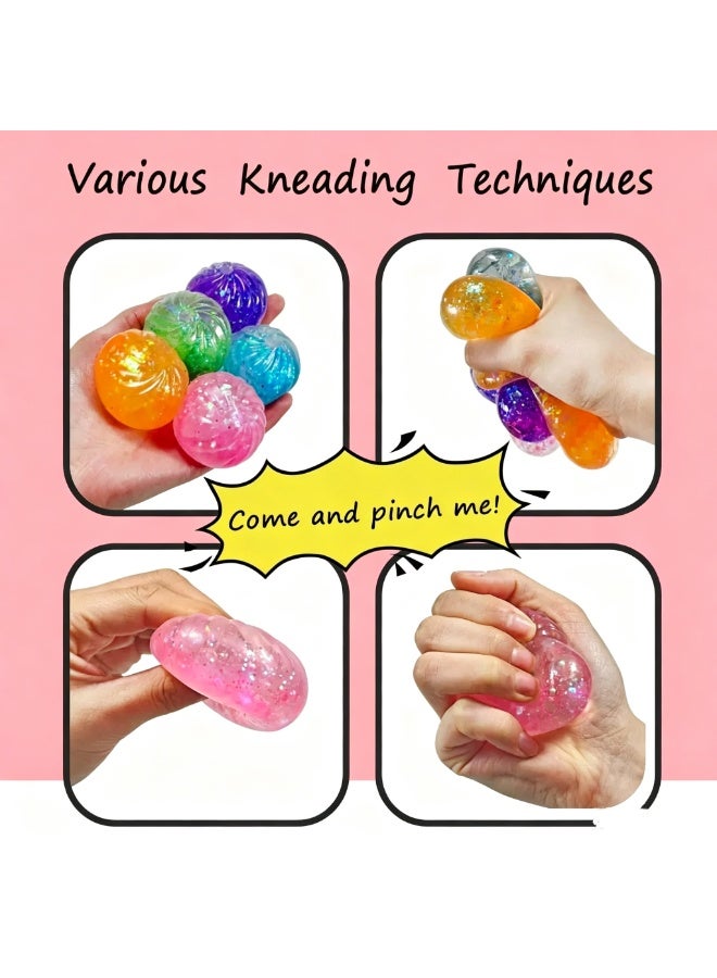 （Five mixed colors）Colorful Glitter Bao Bun Stress Relief Ball, Soft Slow Rising Squeeze Decompression Toy, Cute Simulated Steamed Bun Fidget Toy for Kids & Adults Anxiety Relief - Image 4