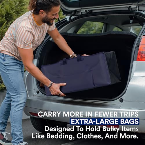 BOX USA 6 Pack Extra Large Blue Moving Bags with Handles & Zippers | Heavy Duty Storage Totes, Packing, Dorm Room Essentials & College Space Saving - Image 3