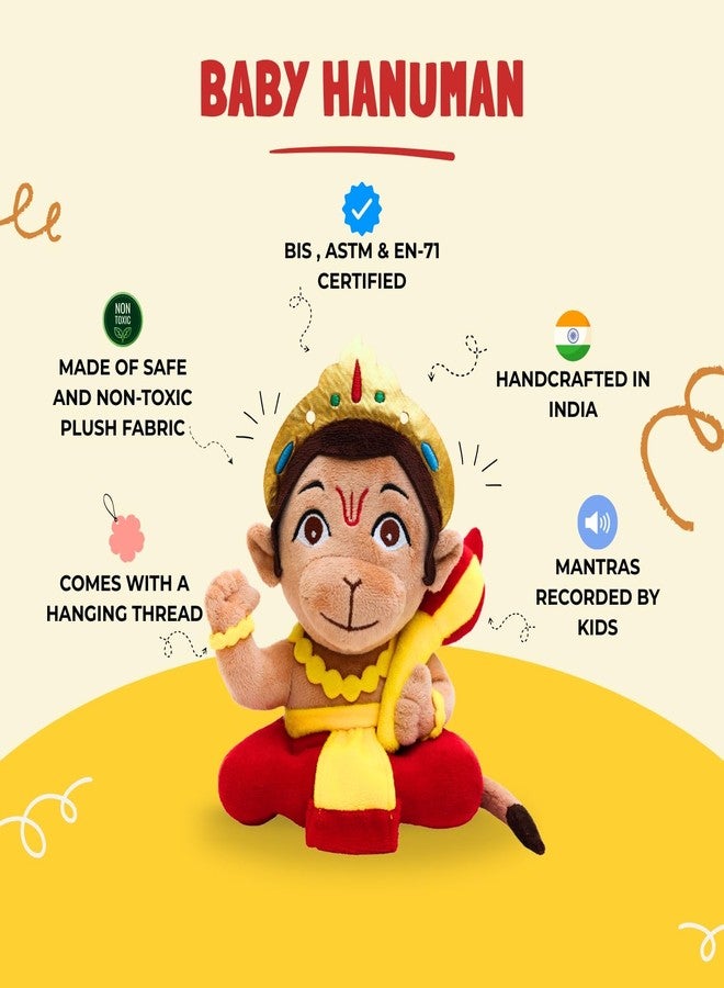 Panda's Box Mantra Chanting Baby Hanuman | Interactive Musical Soft Stuffed Plush Toy | Non-Toxic, Safe| Best Birthday Gift for Newborn Kids (Boys, Girls) | Small - 20 CM - Image 5