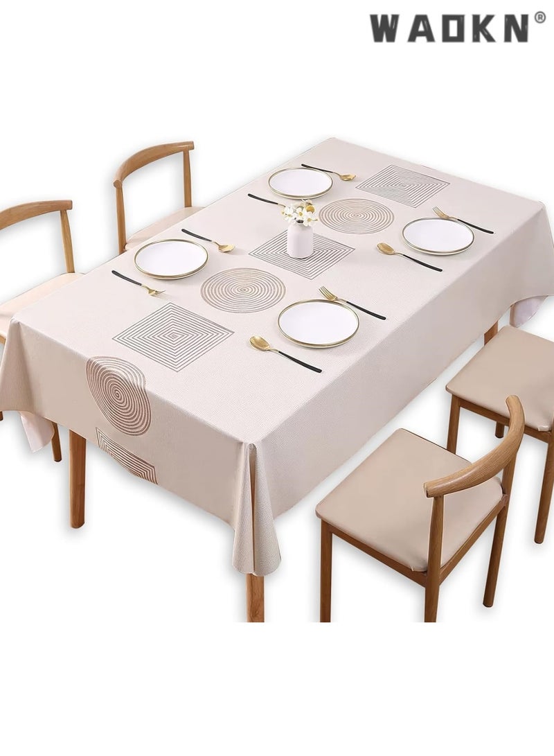 WAOKN Rectangle Waterproof Vinyl Tablecloth, 100 Oil Proof Spill Proof Dining Table Cover, Wipe Clean PVC for Summer Indoor and Outdoor Picnic - Image 1