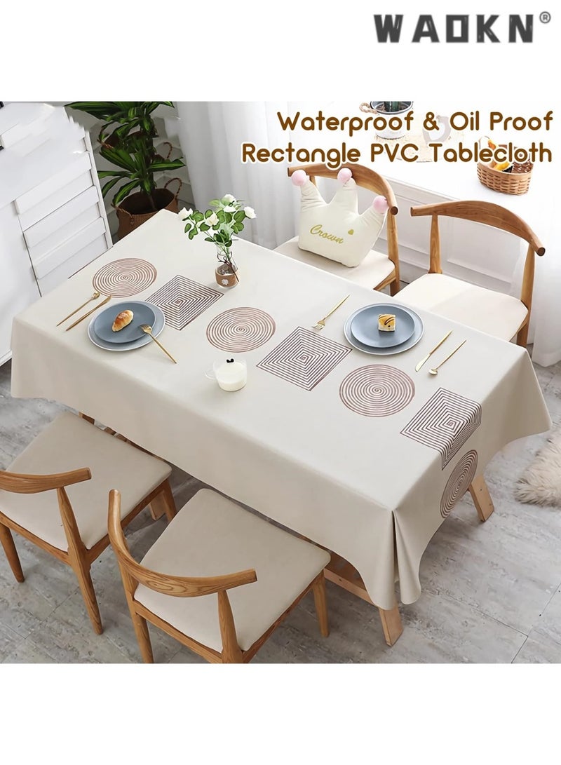 WAOKN Rectangle Waterproof Vinyl Tablecloth, 100 Oil Proof Spill Proof Dining Table Cover, Wipe Clean PVC for Summer Indoor and Outdoor Picnic - Image 2