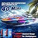 DEERC Fast RC Boat for Pool Lake 20MPH 40 Mins 7 LED Light Modes Self Righting Remote Control Racing Speed Boat for Kids 24Ghz Summer Water Toy Gift - Image 4