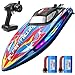 DEERC Fast RC Boat for Pool Lake 20MPH 40 Mins 7 LED Light Modes Self Righting Remote Control Racing Speed Boat for Kids 24Ghz Summer Water Toy Gift - Image 3