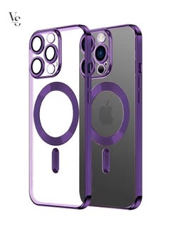 MagSafe Case Magnetic Clear Soft TPU Plating Case Wireless Charging Compatible Shockproof Camera Lens Protection For Apple iPhone 14 Pro Max Purple