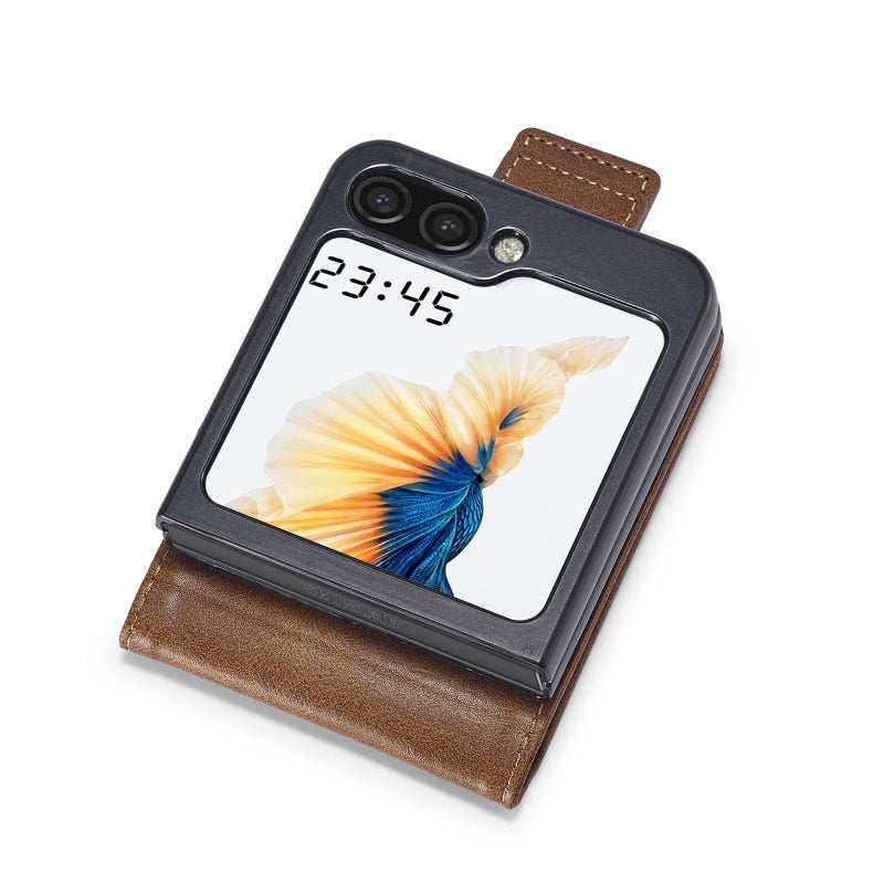 LC.IMEEKE For Samsung Galaxy Z Flip7 5G Rfid Anti-Theft Leather Phone Case(Brown) - Image 5