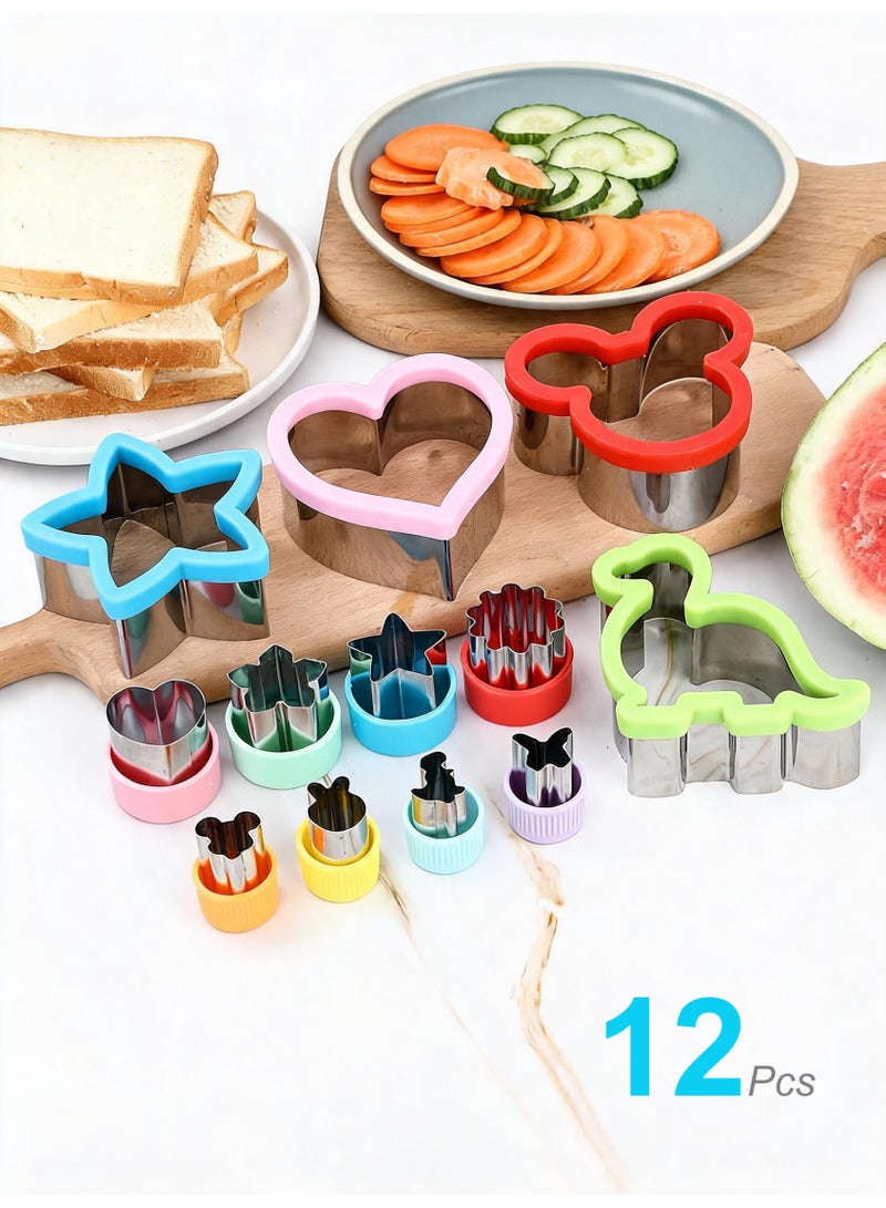 Sandwich Cookie Cutters Set, Dinosaur,Heart,Star,Mouse,Sandwich Knife Cookie Knife Vegetable Cutter Food Grade Cookie Mould.(12Pcs) - Image 1
