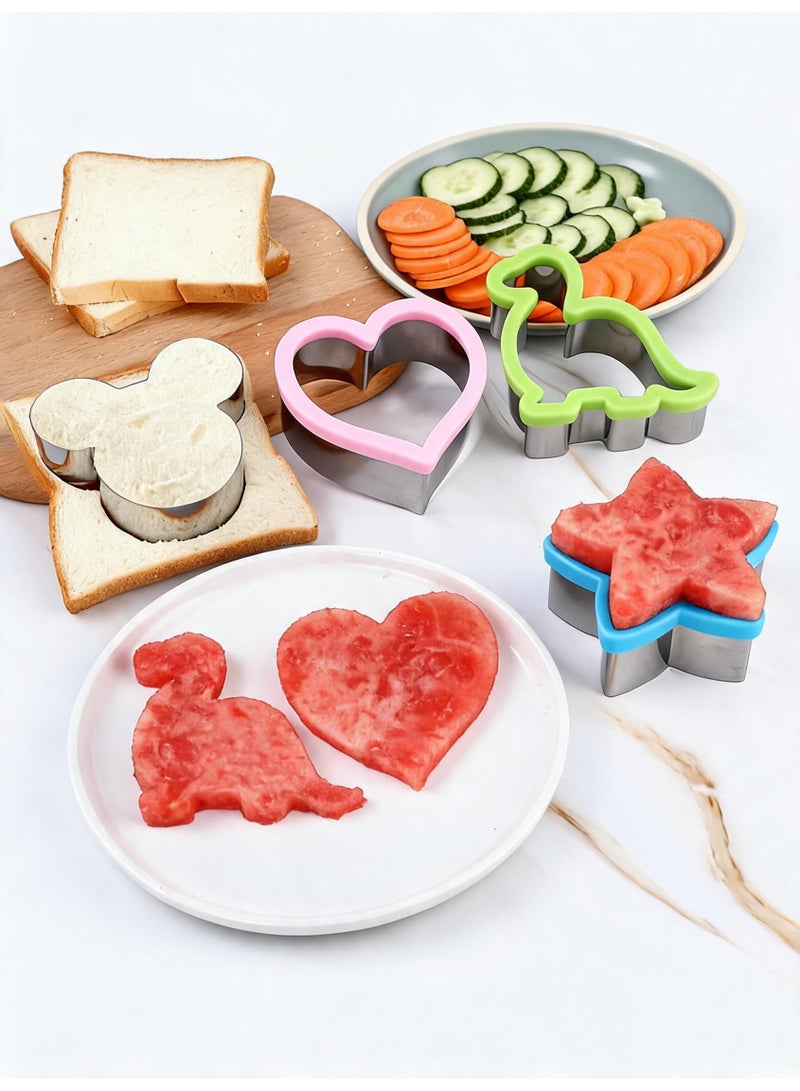 Sandwich Cookie Cutters Set, Dinosaur,Heart,Star,Mouse,Sandwich Knife Cookie Knife Vegetable Cutter Food Grade Cookie Mould.(12Pcs) - Image 5