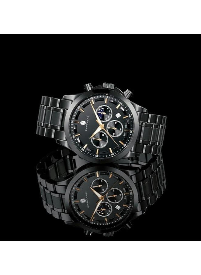 Sapphero Mens Watches Multifunction Chronograph Date Quartz Watch for Men Stainless Steel Band Wrist Watch Gift for Men Casual Business - Image 5