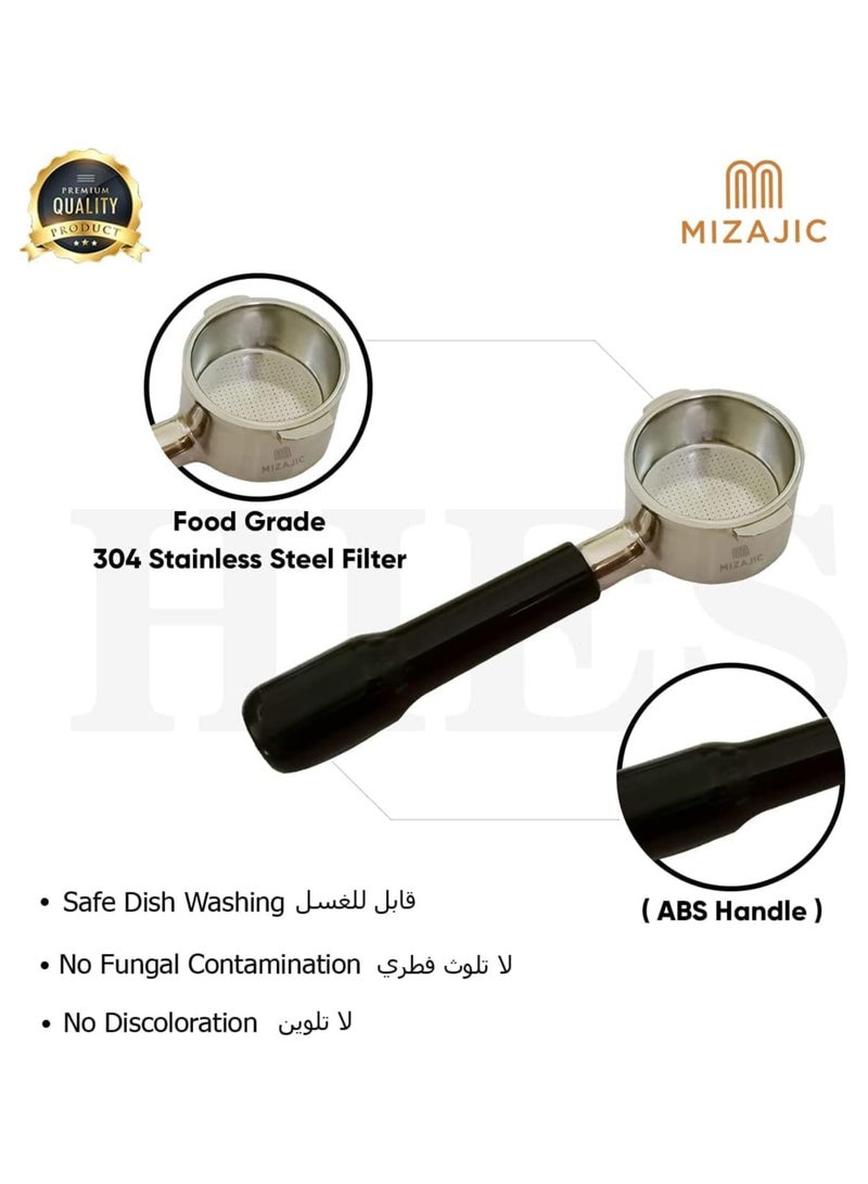 مزاجك فلتر القهوة بدون قاع 51 مم 2 مسمار لـ BCO420/ ECO310/ ECP35.31/ ECP31.21/ECP33.21، فلتر القهوة العاري مع سلة فلتر بديلة من الفولاذ المقاوم للصدأ ومقبض ABS - Image 4
