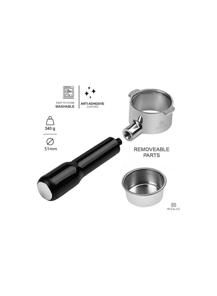 مزاجك فلتر القهوة بدون قاع 51 مم 2 مسمار لـ BCO420/ ECO310/ ECP35.31/ ECP31.21/ECP33.21، فلتر القهوة العاري مع سلة فلتر بديلة من الفولاذ المقاوم للصدأ ومقبض ABS - Image 5