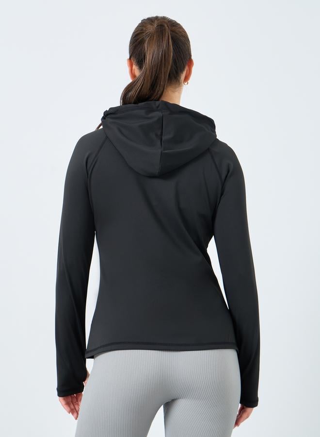 Styli Active Pocket and Toggle Detail Full Zip Up Hooded Jacket - Image 4