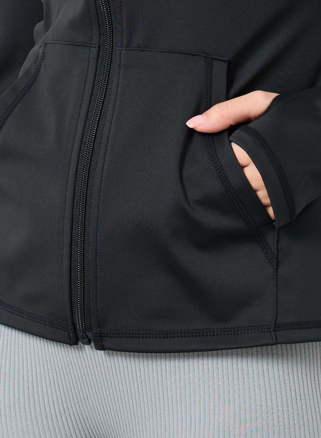 Styli Active Pocket and Toggle Detail Full Zip Up Hooded Jacket - Image 3