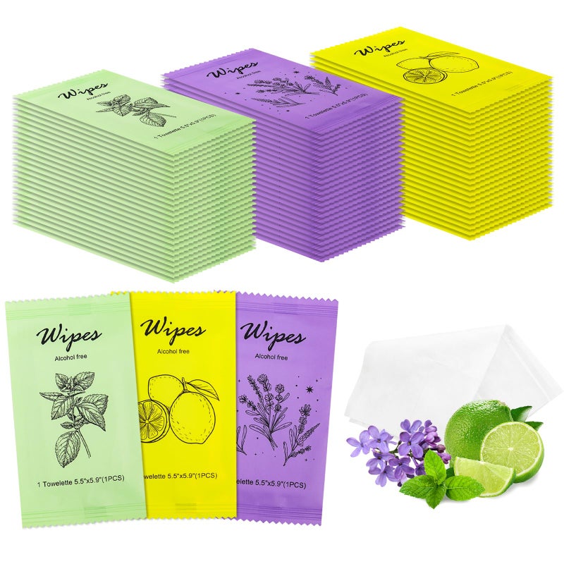 Individual Hand Wipes Wet Wipes Travel SizeWet Wipes Individually Wrapped Bulk Cleansing Travel Size Wipes for Wedding Travel Restaurant Barbecue60