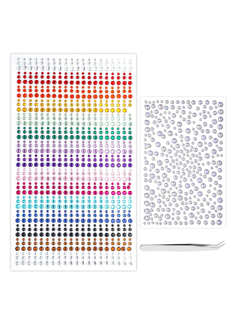 SYOSI 1250pcs Rhinestone Stickers Face Stickers Face Stickers Self-Adhesive Face Diamonds Rhinestones for Makeup Nail Gems for Face Eye Belly Arm Body Nail Decoration Party  - Image 1