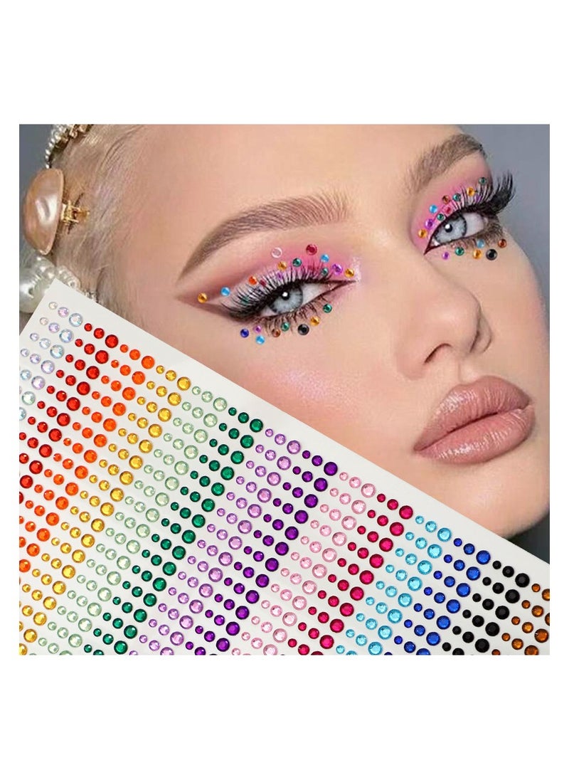 SYOSI 1250pcs Rhinestone Stickers Face Stickers Face Stickers Self-Adhesive Face Diamonds Rhinestones for Makeup Nail Gems for Face Eye Belly Arm Body Nail Decoration Party  - Image 2