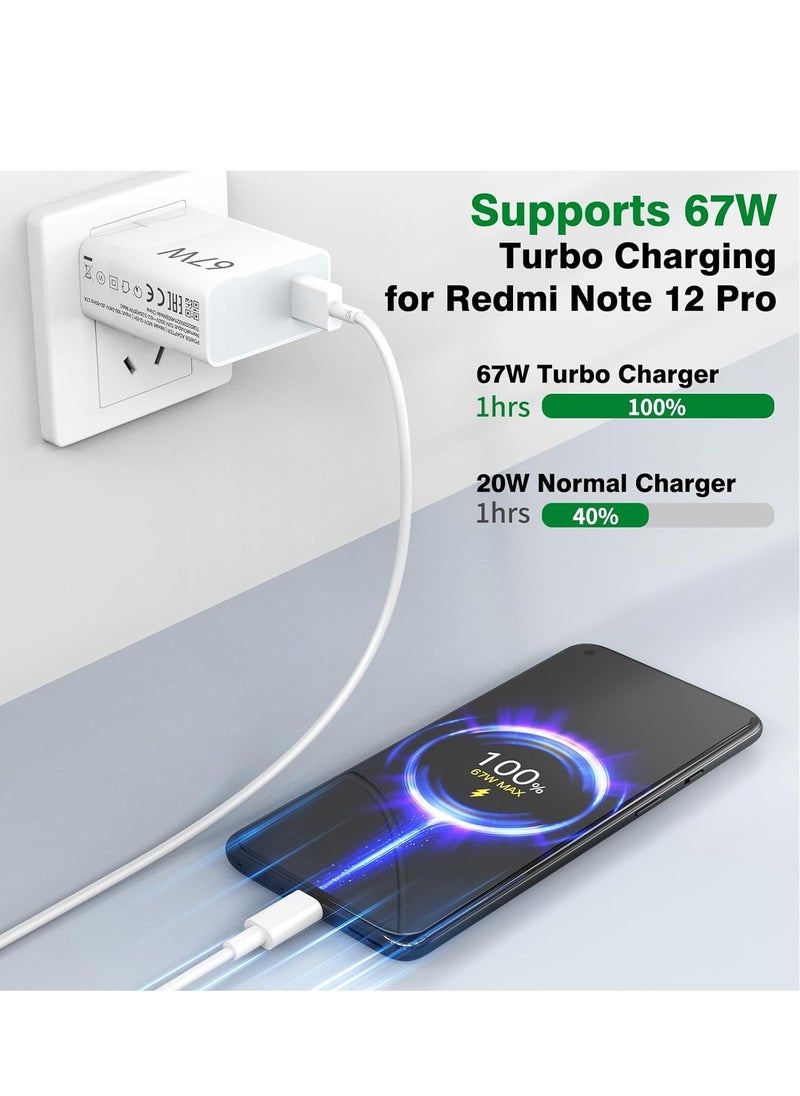 Generic - 67W for Xiaomi Turbo Charger Travel Plug Adapter Hypercharge for Xiaomi 15 14 13 12 14t 13t 12t 12s Pro Lite Redmi Note K80 K70 K60 K50 14 14 Pro 13 12 11 11s Plus 11t Poco X7 X6 X5 F6 F5 X4 Gt Black Shark - Image 1