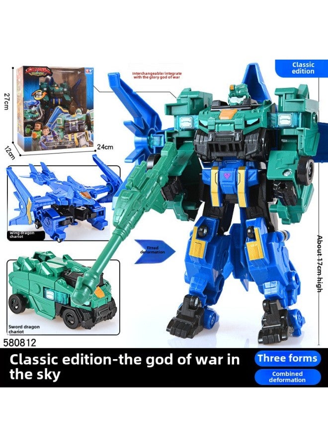 Quantum Team Dinosaur Guardian Glory Ares Fit Deformation Robot Children's Toy Boy Glory Breaking The Sky-Color:580812Classic Version Of Flashing Combination 【space War God】 3 Form Interchangeable Combinations - Image 1