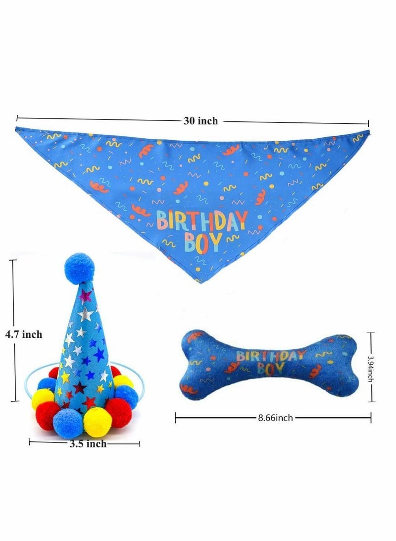 Y&D Dog Birthday Party Supplies, Triangle Bibs with Cute Bone Scarf Accessories and Decoration for Doggy Large, Blue  - Image 2