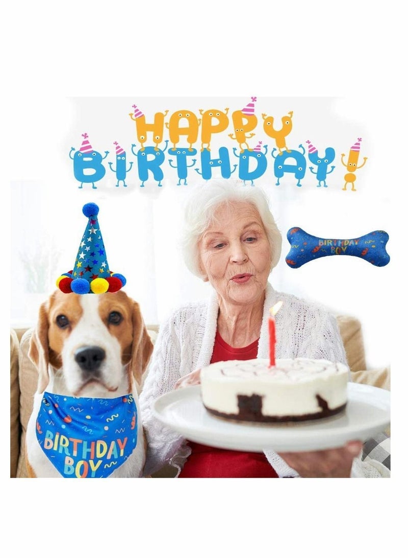 Y&D Dog Birthday Party Supplies, Triangle Bibs with Cute Bone Scarf Accessories and Decoration for Doggy Large, Blue  - Image 5