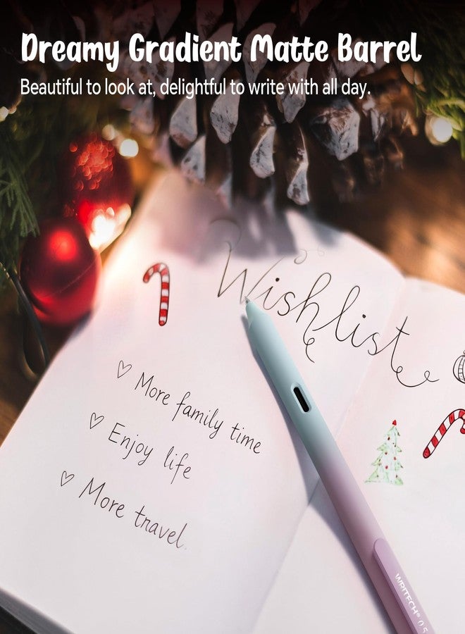 WRITECH أقلام جل WRITECH ذات رأس دقيق: 0.5 مم، 4 أقلام قابلة للسحب، حبر أسود متدرج، تصميم أنيق، كتابة سلسة، تدوين الملاحظات، لا يتسرب الحبر، هدية مثالية لعيد الميلاد لطلاب التمريض والمكاتب - Image 3