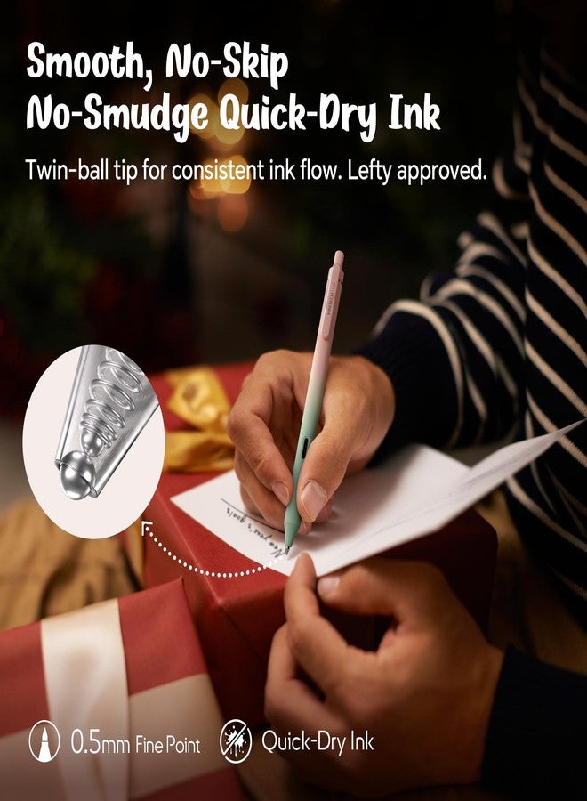 WRITECH أقلام جل WRITECH ذات رأس دقيق: 0.5 مم، 4 أقلام قابلة للسحب، حبر أسود متدرج، تصميم أنيق، كتابة سلسة، تدوين الملاحظات، لا يتسرب الحبر، هدية مثالية لعيد الميلاد لطلاب التمريض والمكاتب - Image 5