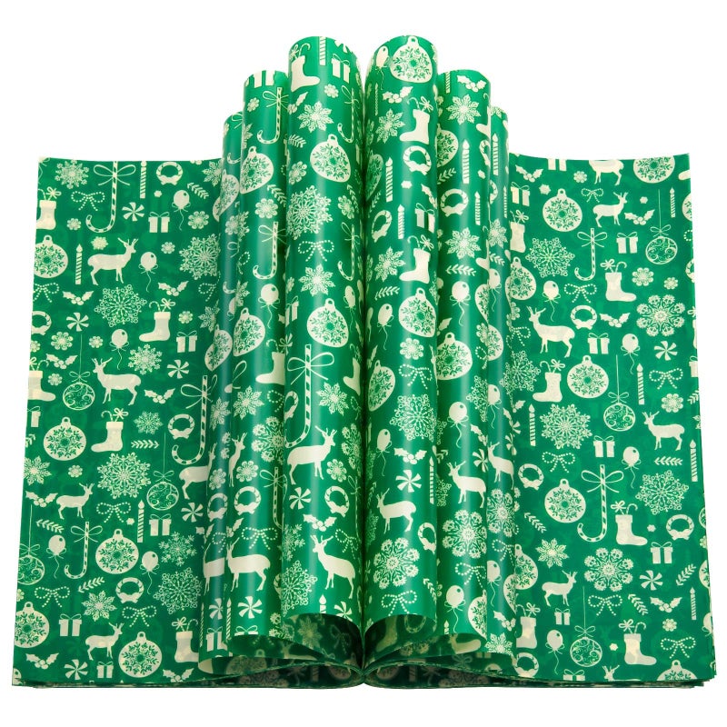KVCSYAW 100 Pcs Christmas Wax Paper Wax Paper Sheets for Food Deli Paper Sandwich Wrap Candy Cookies Wraps Waterproof Oilproof Picnic Basket Liners with Snowflake Pattern for Kitchen Handmade FoodGreen 