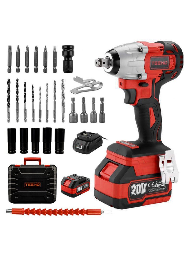 TEENO TEENO power tools, 20V brushless lithium-ion impact wrench set, high torque performance, multi-functional accessories, instantly improve your work efficiency  - Image 1