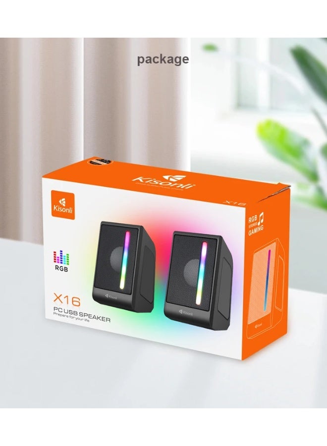 كيسونلي مكبر صوت Kisonli X16 USB ستيريو مع إضاءة RGB - Image 3
