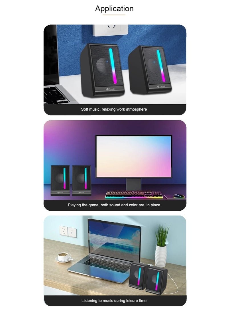 كيسونلي مكبر صوت Kisonli X16 USB ستيريو مع إضاءة RGB - Image 4