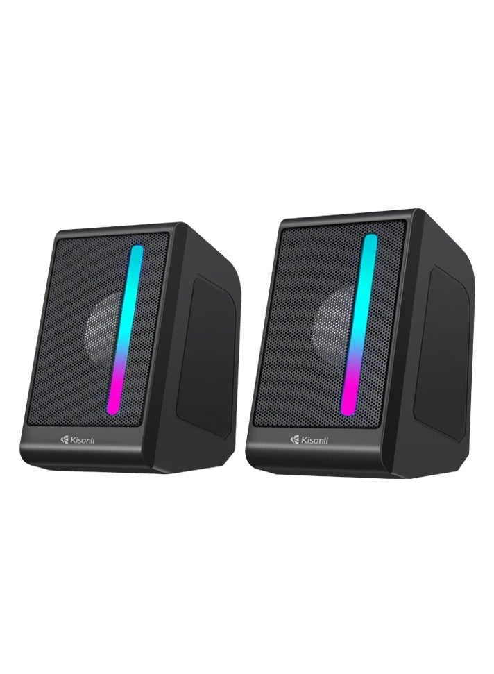 كيسونلي مكبر صوت Kisonli X16 USB ستيريو مع إضاءة RGB - Image 1