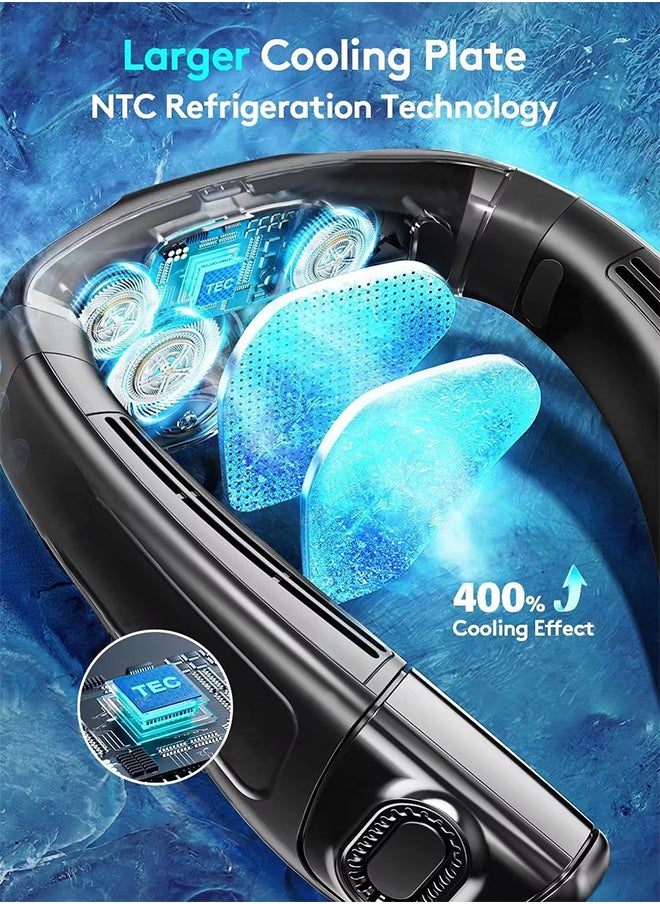 Neck Air Conditioner, Portable Neck Fan with borneol Cooling Airflow Bladeless USB Neck Fans,360° Up-down Airflow , Portable Recharge with 3 Speeds cooling, 3 wind speed adjustmentLED Display, Personal Fan for Outdoor Travel Indoor