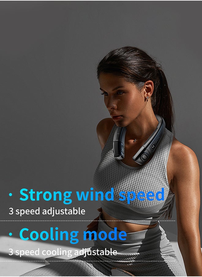 Neck Air Conditioner, Portable Neck Fan with borneol Cooling Airflow Bladeless USB Neck Fans,360° Up-down Airflow , Portable Recharge with 3 Speeds cooling, 3 wind speed adjustmentLED Display, Personal Fan for Outdoor Travel Indoor