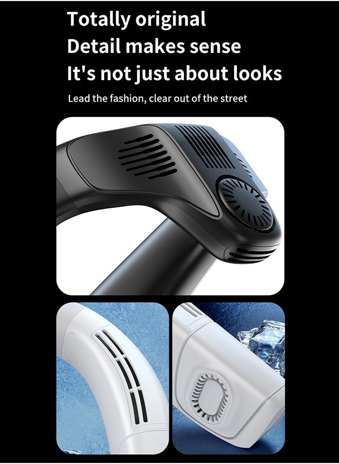 Neck Air Conditioner, Portable Neck Fan with borneol Cooling Airflow Bladeless USB Neck Fans,360° Up-down Airflow , Portable Recharge with 3 Speeds cooling, 3 wind speed adjustmentLED Display, Personal Fan for Outdoor Travel Indoor