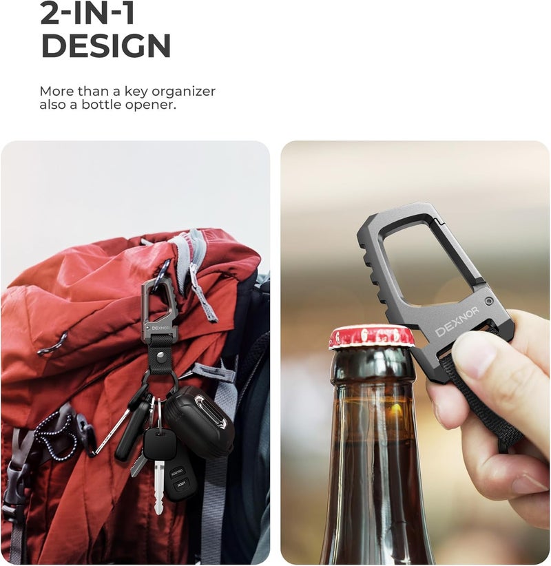 Dexnor Heavy Duty Key Chain Bottle Opener Carabiner Key Ring Clip - Black - Image 4