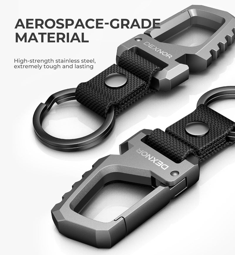Dexnor Heavy Duty Key Chain Bottle Opener Carabiner Key Ring Clip - Black - Image 2