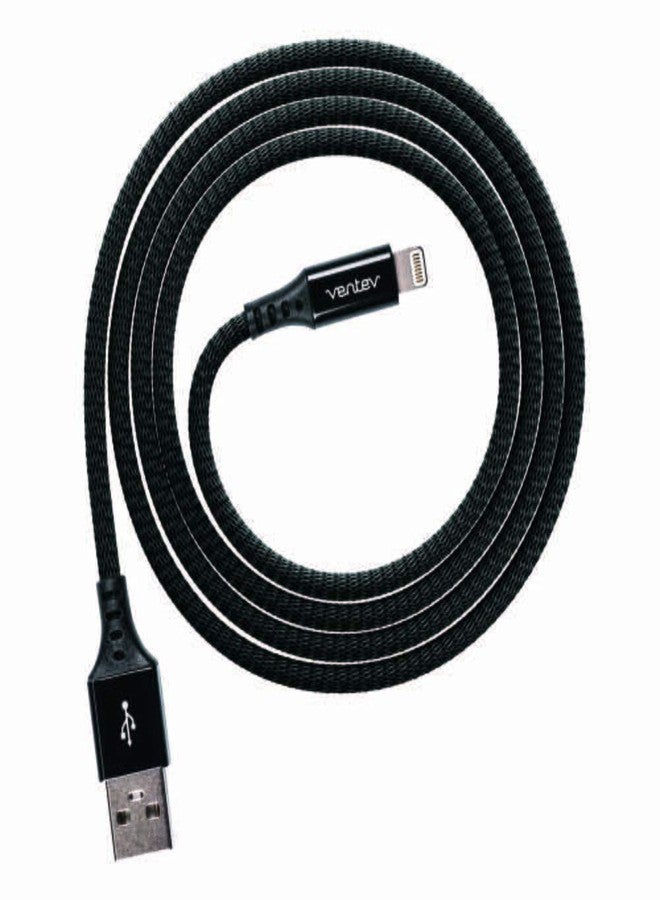 Ventev ChargeSync Braided Alloy Cable with Adhesive Backing - Jet Black - Image 2