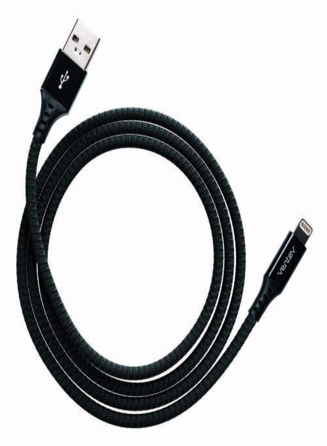 Ventev ChargeSync Braided Alloy Cable with Adhesive Backing - Jet Black - Image 1