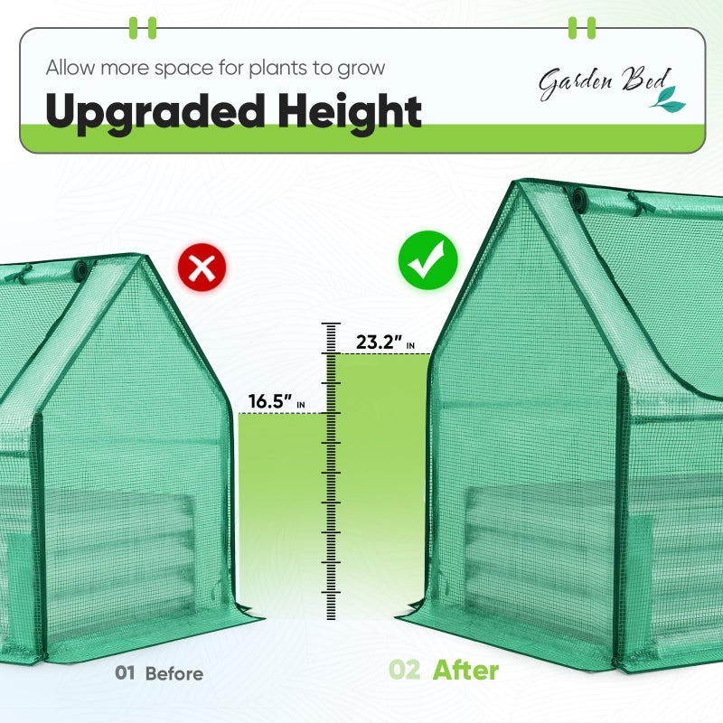 Quictent Raised Garden Bed with Cover Outdoor Galvanized Steel Planter Box Kit with Greenhouse Large Zipper Window Dual Use, 20pcs T-Type Tags & 1 Pair of Gloves Included 4x2.5x1 FT (Green) - Image 2