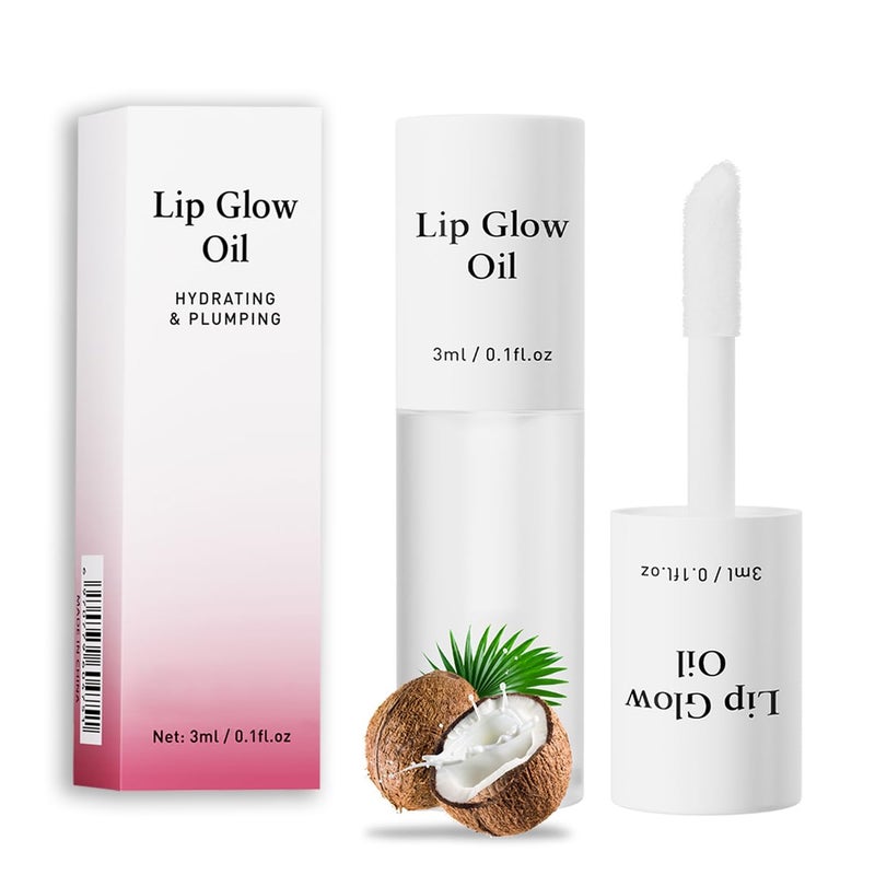 Tiejdhr Korean Lip Oil Fruity Flavor Lip Glow Oil Moisturizing Hydrating Nourishing Nonstick Cup Transparent Plumping Lip Gloss for Dry Lips Lip Care 07Coconut