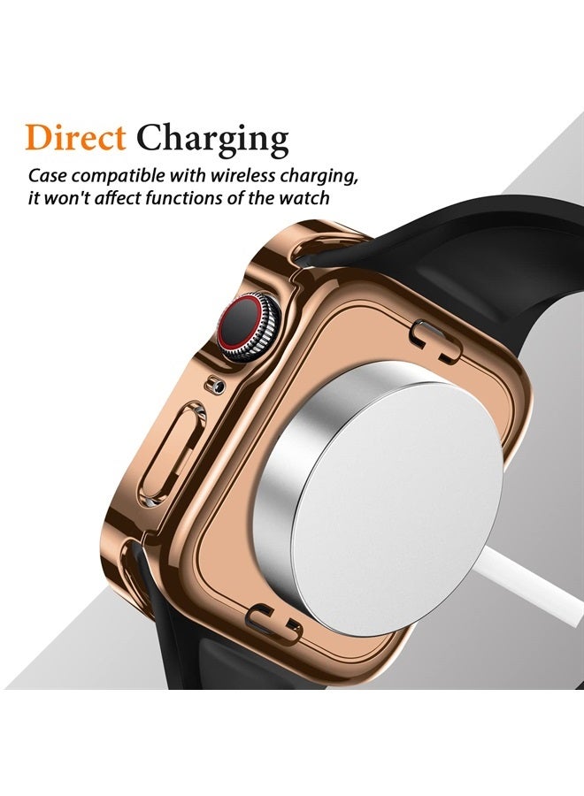 Amizee 2 in 1 Case [2-Pack] Compatible with Apple Watch Series 8 Series 7 45mm with Built-in Screen Protector, Straight Edge Hard PC Full Body Protective Cover for iWatch 45mm, Rose Gold - Image 4