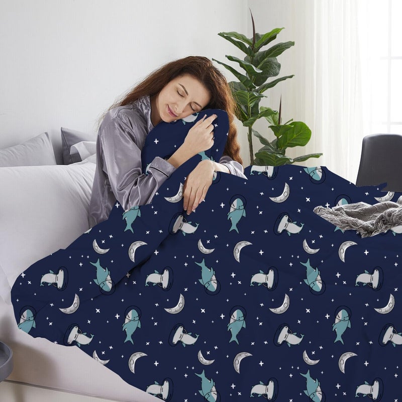 Cottington Lane 100 Microfiber 1 Piece Duvet Cover Zipper Closure Soft Breathable for Comfortable Sleep Wrinkle Free DuvetQuiltRazaiComforter Cover Moonlit Sharks Single - Image 4