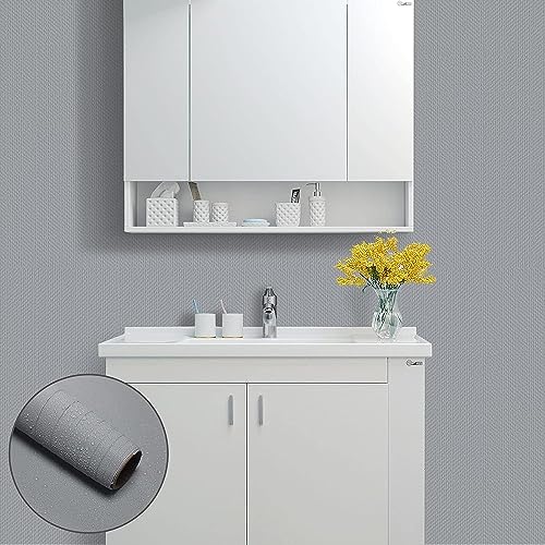 ELTON Textured Solid Color Plain Wallpaper Self Adhesive Waterproof Embossed Wallpaper for Wall Livingroom Bedroom Furniture Table top, Kitcken Almirah & Doors (Light Grey, 45 x 600 Cms) - Image 2