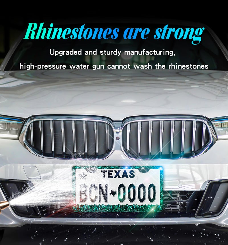 Murimt Green Rhinestone License Plate Frames Sparkly Glitter Bedazzled License Plate Frame Bling License Plate Holder Cover - High End Gift Box Packaging Bling Car Accessories for Women - Image 5