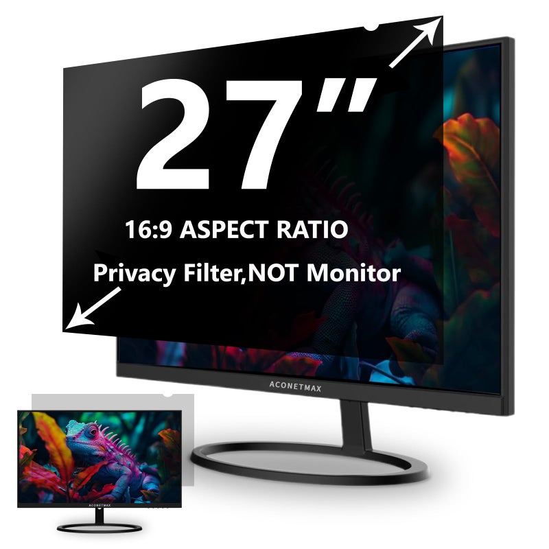 ACONETMAX 27 Inches Privacy Screen Filter for Computer 169 Widescreen Monitor Privacy Shield Anti Glare Blue Light Filter Eye Protection Anti Spy AntiScratch Protector Film - Image 2