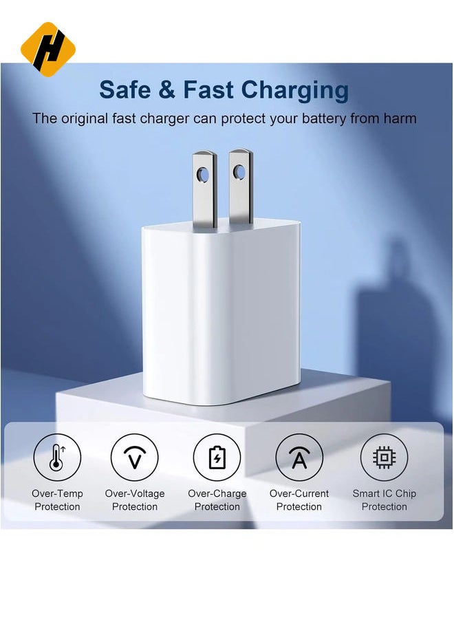HuHa - Fast Charger iPhone,20W PD USB C Wall Charger 4 Pack with 6FT Fast Charging Cable - Fast Charger for iPhone 14/14 Pro Max/13/13 Pro/12/12 Pro/11/11 Pro/XS, iPad - Image 1