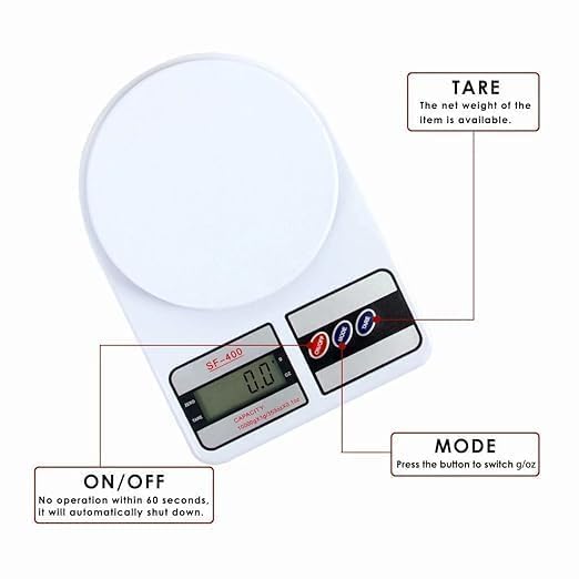 EASYMART 10Kg Kitchen Weight Machine, Digital Scale with LCD Display, Scale for Home Baking, Cooking & Balance Diet. Weighing Machine with capacity 10Kg, SF400/A121,Color May Vary - Image 3